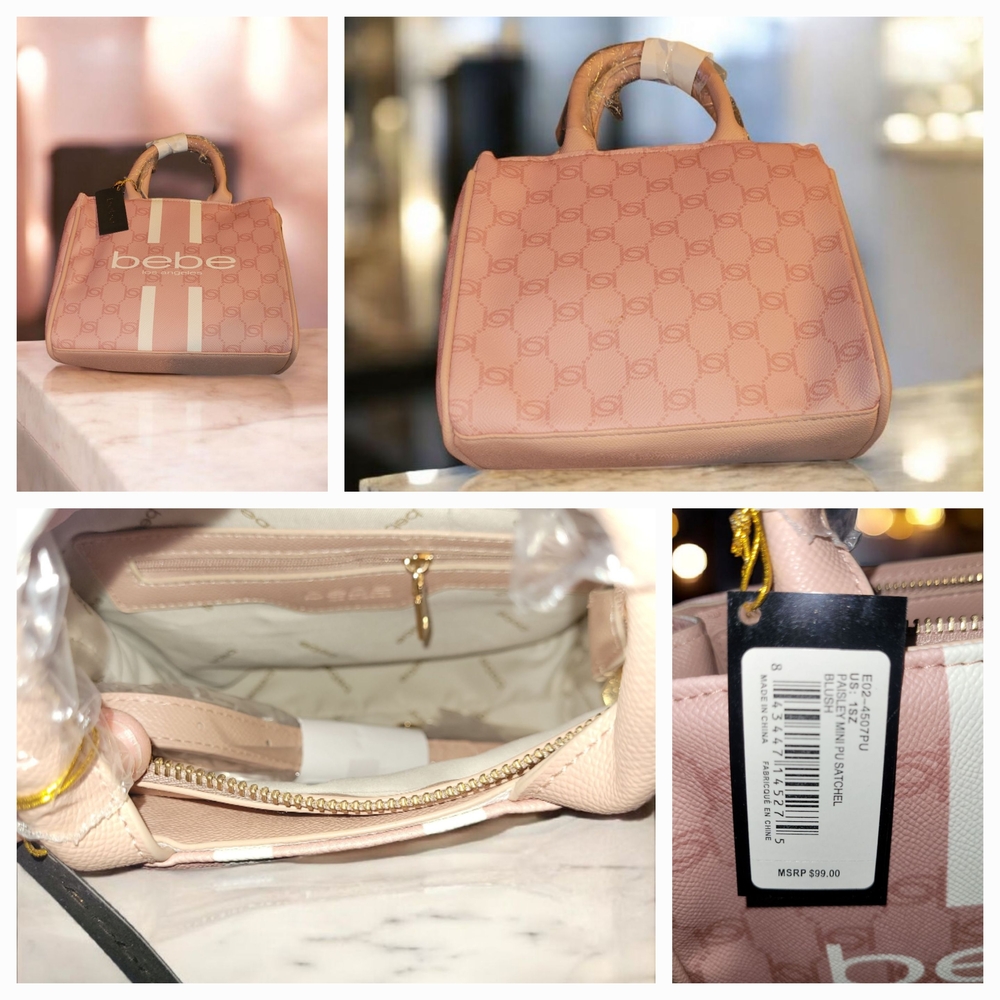 Bebe Blush Pink Monogram Satchel